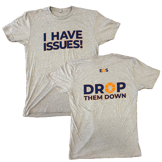 EOS Adult CVC Tee - I Have Issues - Heather Grey