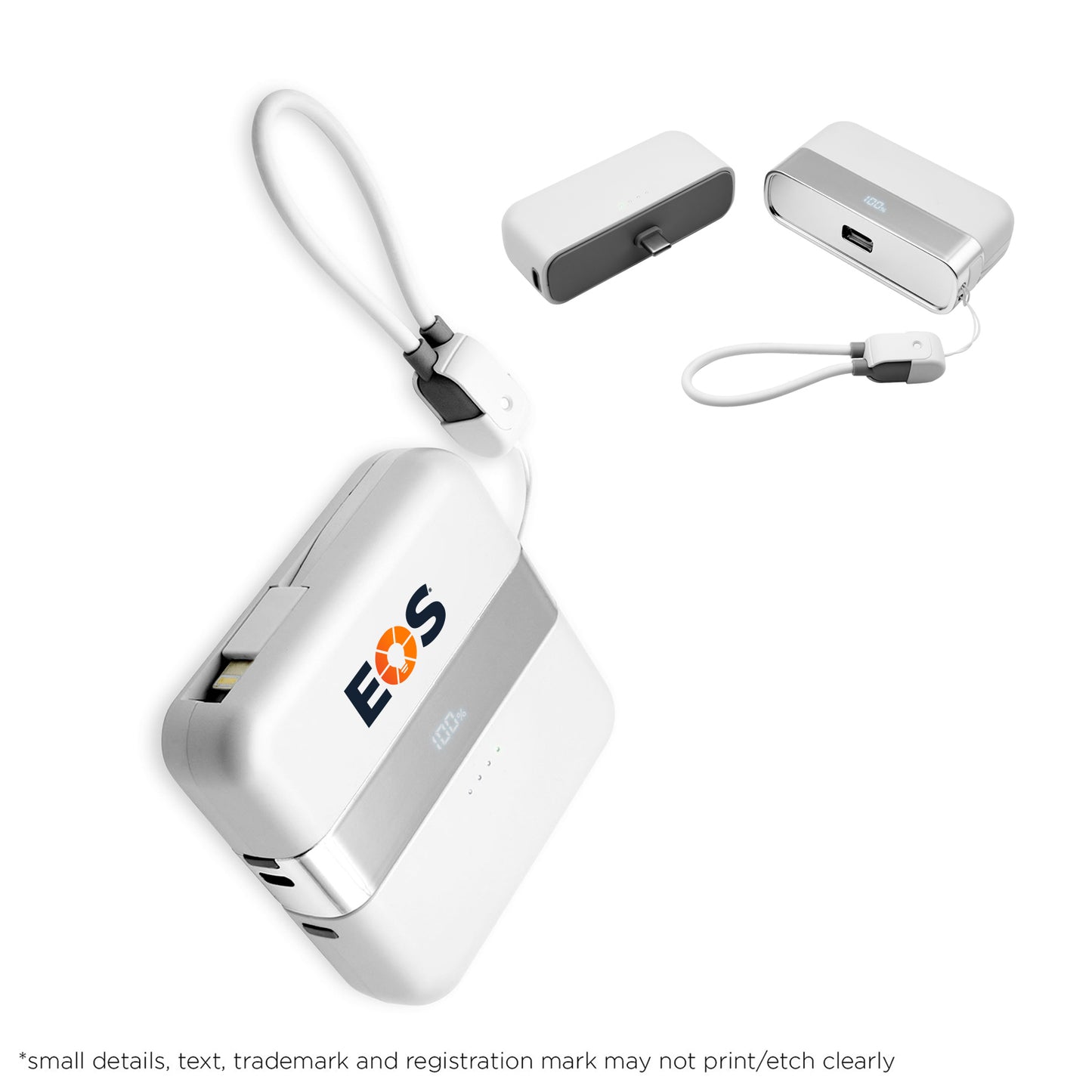 Gemini Two Piece Shareable 10,000 mAh Power Bank with Charging Cable Loop