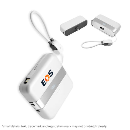 Gemini Two Piece Shareable 10,000 mAh Power Bank with Charging Cable Loop